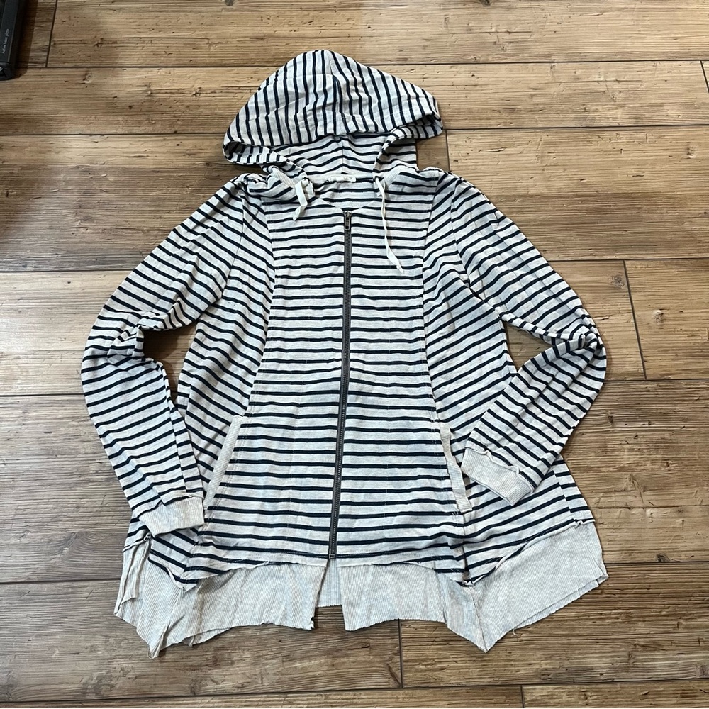 Striped Hooded Zip-Up Jacket
